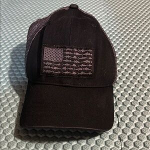 Black Mesh Kids Hat with Fish Flag Patch
